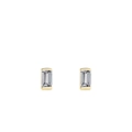 Pendientes de plata S925 con circonita talla esmeralda y acabado dorado fino - Dorado