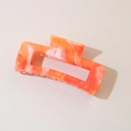 Rectangular hair claw clip with orange and white marble pattern in a glossy resin finish - #8abs Orange-red - 10.5cm Rectangular / Bulk (No Packaging)