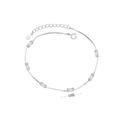 Detail showing S925 sterling silver box chain with 6mm rectangular zirconia stones - 925 Silver Platinum Plated - White - 16+5CM
