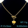 Collana con cuore in acciaio inossidabile placcato oro 18k e chiusura a barra a T - Collana d'oro (KN291900-Z)