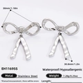 Pendientes de lazo en acero inoxidable plateado, impermeables e hipoalergénicos EH11695S - Pendientes con Lazo Plateado EH11695S
