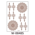 Braunes Henna-Mandala-Spitzen-Tattoo-Aufkleber mit floralen Ranken Modell W-0848S - W-0848S