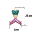Blue and purple enamel mermaid tail charm pendant in gold finish measuring 28mm x 16mm - Mermaid Tail