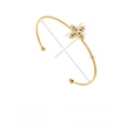 Bracciale a polsino in acciaio dorato con ciondolo a croce in cristallo nero e PVD 18K - Bracciale Rigido Aperto Fiore di Croce(SB21050407)