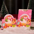 Pink Christmas card set featuring cartoon reindeer and snowmen with Merry Christmas text - Christmas Crystal Ball