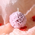 Handcrafted lavender purple rose ball scented candle with detailed wax flower petals - Light Purple - Rose Ball