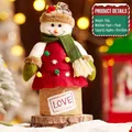 Christmas snowman candy jar gift box in red and green festive colors with velvet fabric - LOVE Tag Snowman (Candy Box-S223-B)