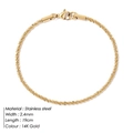 Minimalist 2.4mm 14K gold plated stainless steel sparkling chain bracelet with lobster clasp - 19cm / Steel