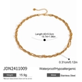 Collier multi-rangs en acier inoxydable doré avec chaîne torsadée et billes d'or - Collier à Perles Torsadées Multi-rangs Doré (JDN2411009)