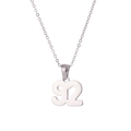Classic silver cut year 92 number necklace pendant in stainless steel finish - Silver (92)