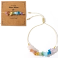 Braccialetto intrecciato in pietre naturali per mamma con cordino beige e cartoncino - Bracciale in Ghiaia Arcobaleno con Biglietto New Mom
