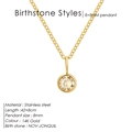 14K gold stainless steel birthstone necklace with 8mm round Jonquil yellow crystal - November Light Yellow - Gold