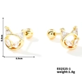 Dettaglio delle dimensioni per orecchini a forma di gatto in oro con zirconi lucidi - Design Gatto (E02525-1)