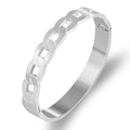 Brushed stainless steel chain-link bangle with secure clasp closure on white background - Steel