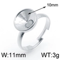 Base per anello regolabile in acciaio inox argento con vassoio tondo da 10mm per fai da te - Aperto Regolabile / Colore Acciaio (KLJ3879-Z)