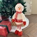 Pupazzo di neve natalizio in peluche con gambe telescopiche e sciarpa a quadri - Pupazzo di Neve con Pompon