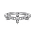 Exquisite S925 sterling silver flower ring with sparkling zircon in silver finish - US 6 / Cross Flower Cluster Style (DY121073-S-W-WH)