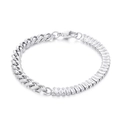 Bracciale a maglia cubana argento con zirconi rettangolari trasparenti e chiusura a moschettone - Bracciale Color Acciaio (KB163891-Z)