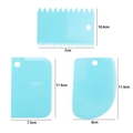3-piece light blue plastic cake scraper set with serrated and curved edge tools - 3-Piece Small Scraper Set / Blue