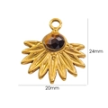 20x24mm gold sunburst pendant featuring a brown faceted natural stone inlay detail - Gold Sunburst Tiger Eye