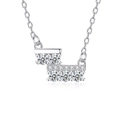 Elegant S925 sterling silver necklace with geometric staircase pendant and round stones - Geometric Steps (fddz-115) / White Gold