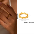Golden titanium steel beaded open ring with detailed product dimensions and weight - Gold 17