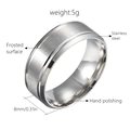 Close-up of 8mm brushed matte silver stainless steel ring with polished edges - 8mm / US 7 / Silver