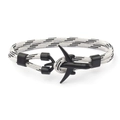 Creative black and white braided paracord bracelet featuring a black airplane clasp - Black White (Dual Hole-17)