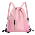 Rosa Oxford Stoff Kordelzug Rucksack, Freizeittasche mit Netztaschen und Reissverschluss - Rosa