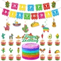 Mexican Fiesta Birthday Party Set with Happy Birthday Banner Cake Toppers and Swirls - Mexican Fiesta Combined Set Series 3