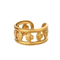 Ocean-inspired 18K gold plated stainless steel open ring with five seashell charms - Hollow Scallop Linked Style (JZ7092G)