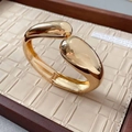 Brazalete rígido dorado pulido en forma de gota con diseño minimalista y aerodinámico - 5# Brazalete - Dorado Brillante Grande