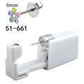 Disposable ear piercing gun with a 6mm 316L stainless steel five-color flower stud - 51-661 (Silver Multicolor Flower)