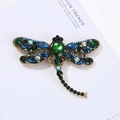 Luxury green dragonfly brooch with colorful crystals on gold-plated alloy base - 9.1*7cm / Green