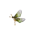 Exquisite gold butterfly brooch with translucent green resin wings and sparkling crystals - Small Dragonfly Green