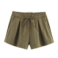 Short décontracté vert armée à taille haute avec cordon et poches latérales, vue à plat - XS / Short Olive