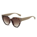 Retro oversized cat eye sunglasses with tortoiseshell frames and gradient brown lenses - Tortoiseshell Khaki Frame Tea Lens