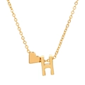 Golden heart pendant necklace featuring uppercase letter H with fine link chain - Letter H (10024)