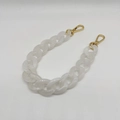 Close-up of white acrylic fishbone chain with gold lobster clasps for bags and glasses - Dual-color White