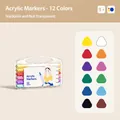 Acrylic paint marker set of 12 colors for kids in a portable transparent storage box - Twelve Colors