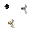 G23 titanium labret studs with marquise zircon flower in gold and silver finishes - Style NO-8 Marquise Stone / 1.2x8mm / Silver