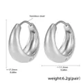 Silver stainless steel hoop earrings with 17.3mm diameter and polished finish - Silver/Steel (17mm)