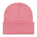 Classic pink knitted beanie hat for winter warmth with high-quality ribbed texture - Deep Pink