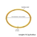 Dettaglio del bracciale in acciaio inossidabile placcato oro 18k con misure e chiusura - Design Tondo con Chiusura a Scatto (Z544) / Oro