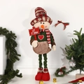 Festive telescopic Christmas snowman doll with Let It Snow sign and red plaid hat - 90CM Snowman