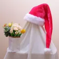 Long-tail plush Christmas hat in vibrant pink color with white faux fur trim and pompom - 80*32cm / Rose Red Extra Long Santa Hat Adult 80CM