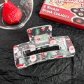 Molla per capelli in acrilico trasparente con Babbo Natale, regali e rami di pino - Stampa Mini Babbo Natale (8CM)