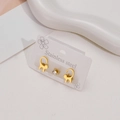Cute gold stainless steel cat stud earrings and round zircon stud jewelry set - Gold