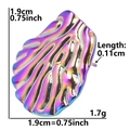 Detailed view of iridescent stainless steel earrings with size 1.9cm and weight 1.7g - Wavy Texture-Rainbow