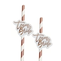 Rose gold and white Team Bride party straws with cloud decoration for bachelorette party - Style 4